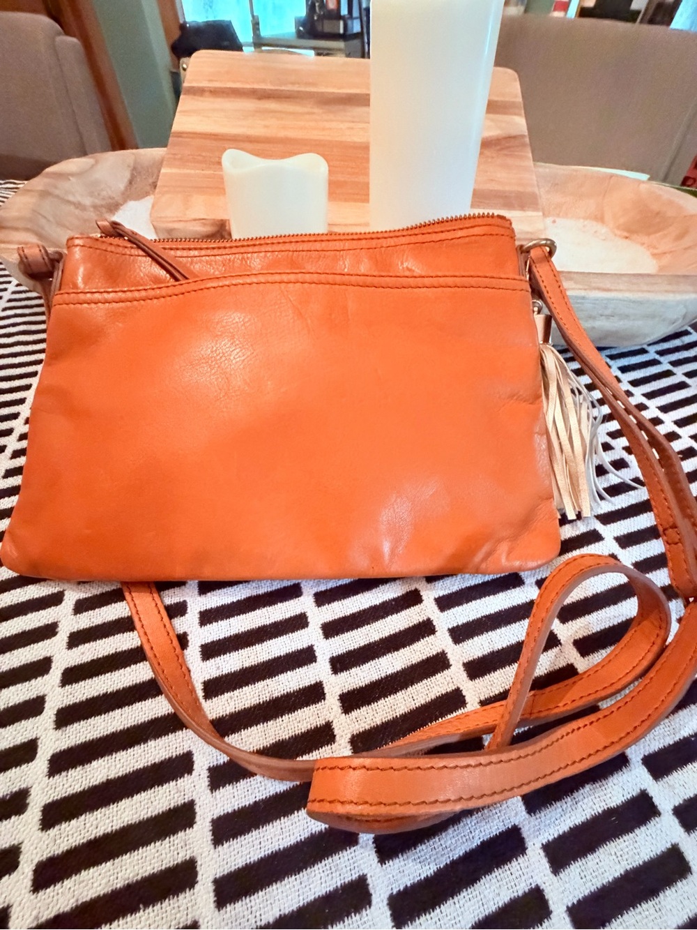 margot Orange Leather Crossbody with Tassel Charm - Picture 5 of 5